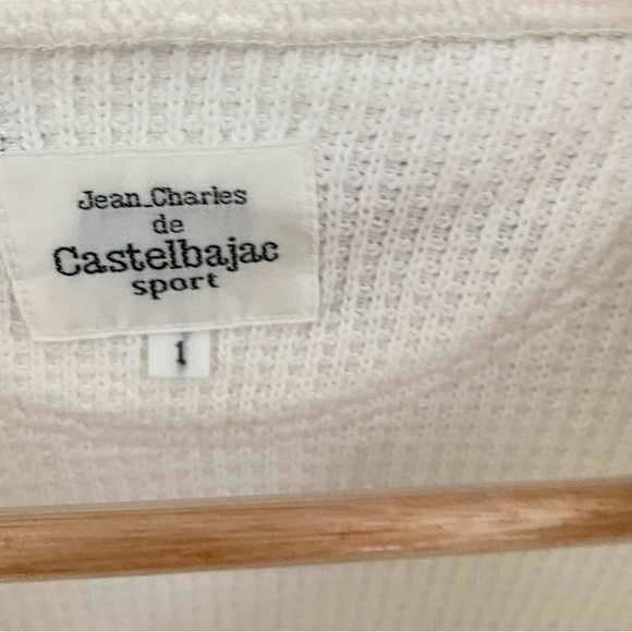 French Designer Teddy Bear Varsity Waffle Crewneck Tennis Academia Sweater - Picture 4 of 5